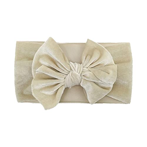 URFEDA Baby Mädchen Stirnbänder Schleife Haarbänder Samt Elastisches Stirnband baby haarband für Baby Mädchen Neugeborene Kleinkinder Kinder Mütze Hut Baby Fotografie Requisiten Haarband Beige von URFEDA