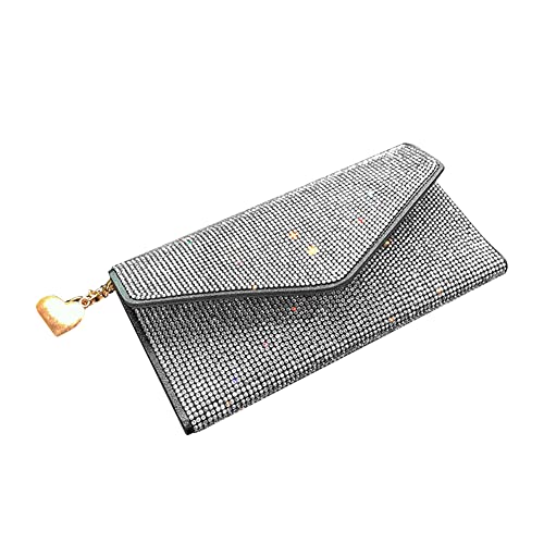 URFEDA Bling Geldbörse Kartenetui für Damen Leder Lange Portemonnaie Glitzer Fashion Geldbörse mit Kristall Strasssteinen Kreditkarten Organizer Tragbar Kreditkartenmappe für Frauen Mädchen von URFEDA