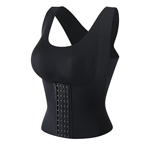 URFEDA Damen Korsage Korsett 4-in-1 Waist Buttoned Bra Shapewear Cincher Taillenmieder Bauchweg Shaping Bodysuit Formende Bodys Taille Geknöpfter BH Shapewear Geschenke für Frauen Schwarz 2XL von URFEDA