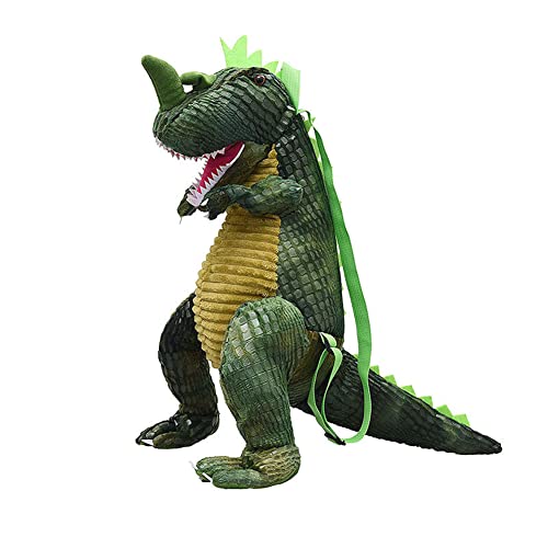 URFEDA Dinosaurier Kinderrucksack, 3D Plüsch Dinos Rucksack, Cartoon Tier Rucksäcke, Plüsch Dino Spielzeug Kinder Rucksack, Jungen Mädchen Teenager Kreative Schulrucksack Dinosaurier Tasche, Grün von URFEDA