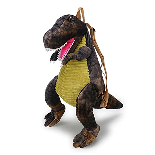 URFEDA Kinderrucksack Plüsch Dinosaurier Kinder Rucksack, Kindergartenrucksack für ab 3+ Jährige Kinder, Cartoon Tyrannosaurus Rex Vorschule Schultasche, 3D Braun Dinosaurier Rucksäcke Kinder Geschenk von URFEDA