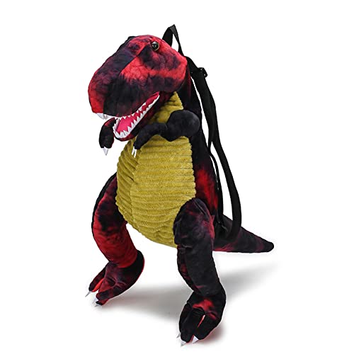 URFEDA Kinderrucksack Plüsch Dinosaurier Kinder Rucksack, Kindergartenrucksack für ab 3+ Jährige Kinder, Cartoon Tyrannosaurus Rex Vorschule Schultasche, 3D Rot Dinosaurier Rucksäcke Kinder Geschenk von URFEDA