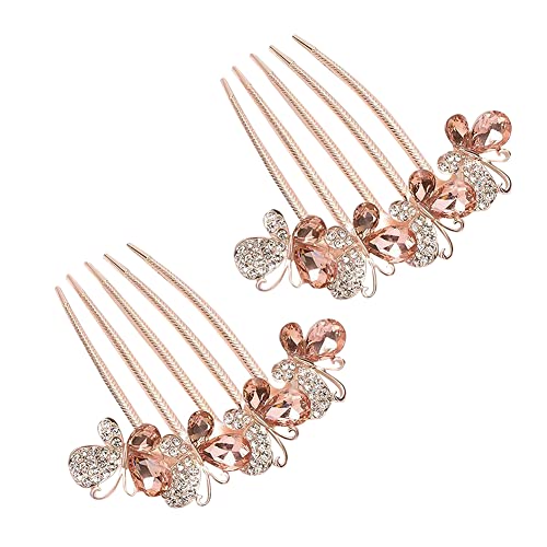 URFEDA Kristall Schmetterlings Haarkamm Glänzend Strass Haarnadel Hochzeit Braut Haarschmuck Elegante Kopfschmuck Mode Haarstyling Zubehör Französisches Haarzubehör für Damen Frauen Mädchen 2 Stück von URFEDA