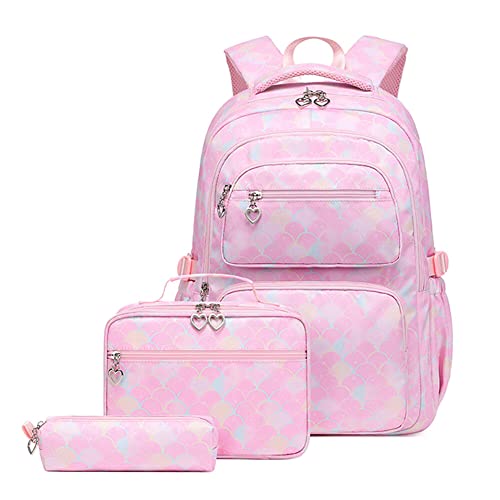 URFEDA Rucksack für Teenager Mädchen Bookbags Kinderrucksack Kinder Schulrucksack mit Lunchpaket Federmäppchen Schulranzen Set Mädchen Teenager Atmungsaktives Leichtgewicht Schultasche für Schule von URFEDA