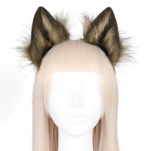 Wolf ohren Haarschmuck Wolf Ohren Stirnband Cosplay Wolf Ohren Niedlichen Wolf ohren Stirnband Plüsch Wolf ohren Haarreif Stirnband Haarnadel Kopfbedeckung Cosplay Kostüm Party Zubehör von URFEDA