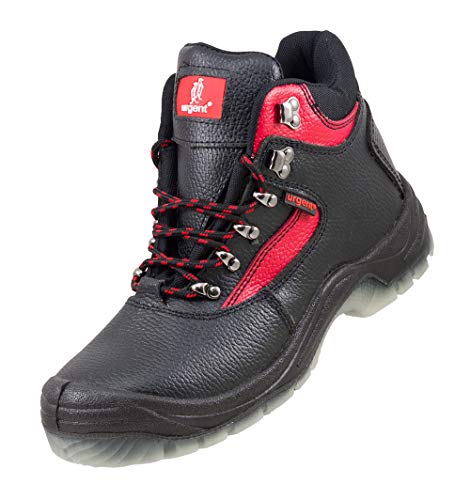 URGENT 102 S3 TPU Arbeitsschuhe Professionelle Sicherheitsschuhe Herren Damen Metallkappe Leder Wasserdicht TPU Sohle Antistatisch Stahlkappe Schnürung Anti-Pannen Anti-Rutsch SRA Schwarz (numeric_46) von URG