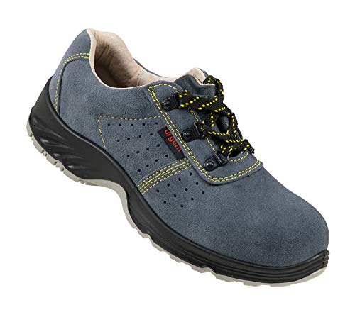 Urgent 205 S1 Arbeitsschuhe professionelle Sicherheitsschuhe Herren Damen Schuhe Metallkappe Wildleder antielektrostatisch geschnürtes PU/PU rutschfest SRA atmungsaktiv EN20345 grau (Numeric_42) von URG