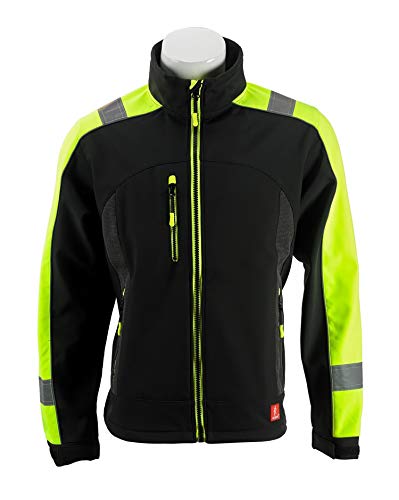 URGENT Softshell Arbeitsjacke GL-8364 wasserdicht winddicht atmungsaktiv isoliert isolierter Reißverschluss Funktionsjacke Herren Outdoor Trekking Jacke elastisch schwarz mit gelben Elementen; (L) von URG