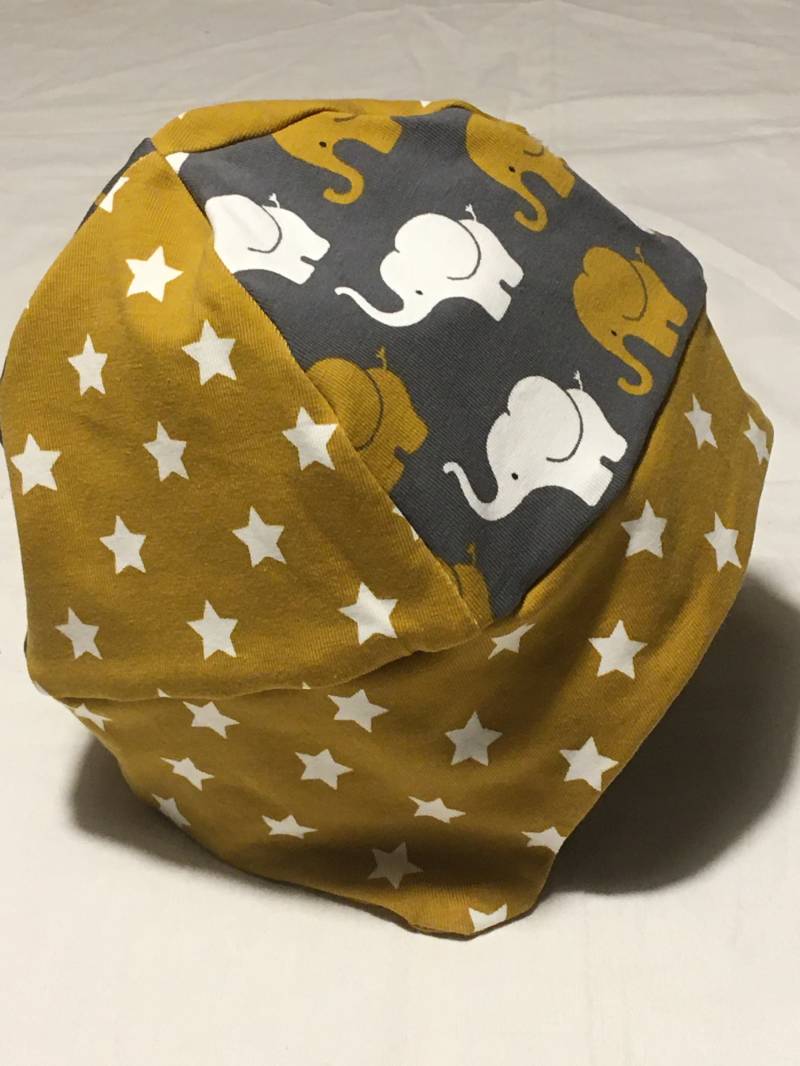 Baby-Kleinkind Mütze Mit Ohrenklappen, Beidseitig Tragbar. Mädchen/Jungen Senf/Grau Größe 46-48 von URIMO