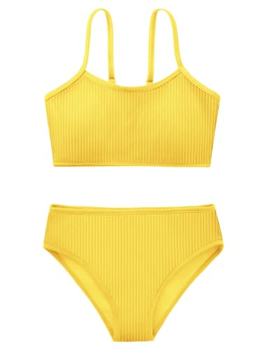 Mädchen 2 Stück Badeanzug Solid Spaghetti Strap Bikini Sets Strand Badeanzug Bademode für Teenager Kinder von URMAGIC