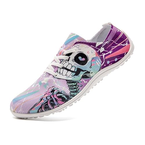 Barfußschuhe Damen Laufschuhe Turnschuhe Schuhe Sportschuhe Damen Bequeme Slip On Sneaker Fitnessschuhe Straßenlaufschuhe Leichte Atmungsaktiv Weich rutschfest Shoes Hellviolett. 40 EU von UROMGV