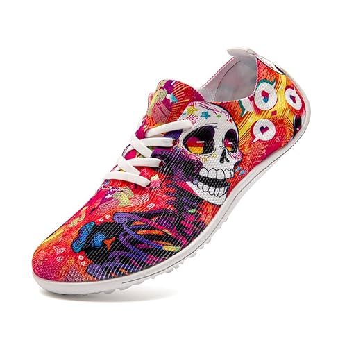 Barfußschuhe Damen Laufschuhe Turnschuhe Schuhe Sportschuhe Damen Bequeme Slip On Sneaker Fitnessschuhe Straßenlaufschuhe Leichte Atmungsaktiv Weich rutschfest Shoes Orange 42 EU von UROMGV