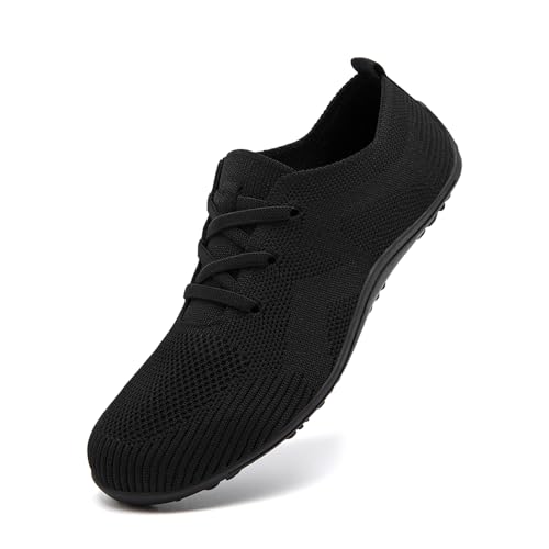 Barfußschuhe Damen Laufschuhe Turnschuhe Schuhe Sportschuhe Damen Bequeme Slip On Sneaker Fitnessschuhe Straßenlaufschuhe Leichte Atmungsaktiv Weich rutschfest Shoes Schwarz 40 EU von UROMGV