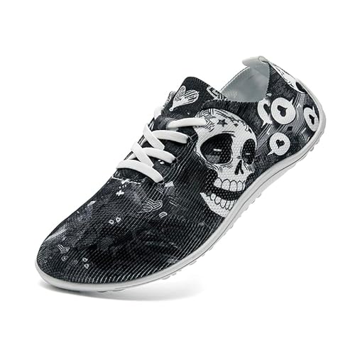 Barfußschuhe Damen Laufschuhe Turnschuhe Schuhe Sportschuhe Damen Bequeme Slip On Sneaker Fitnessschuhe Straßenlaufschuhe Leichte Atmungsaktiv Weich rutschfest Shoes Total schwarz 39 EU von UROMGV