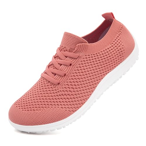 Barfußschuhe Damen Laufschuhe Turnschuhe Schuhe Sportschuhe Damen Bequeme Slip On Sneaker Fitnessschuhe Straßenlaufschuhe Leichte Atmungsaktiv Weich rutschfest Shoes Wassermelone Rot 42 EU von UROMGV