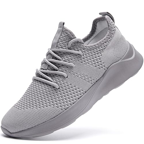 Herren Schuhe Laufschuhe Turnschuhe Sportschuhe Sneaker Running Tennis Schuhe Freizeit Straßenlaufschuhe Leichtgewichts Atmungsaktiv Walkingschuhe Outdoor Fashion Fitness Sportsschuhe Hellgrau 43 EU von UROMGV
