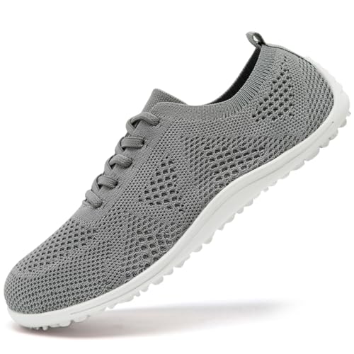 UROMGV Damen Laufschuhe Sportschuhe Barfußschuhe Schuhe lässige Sneaker Weich Turnschuhe Modische Schuhe Damen Hellgrau Größe 41 von UROMGV