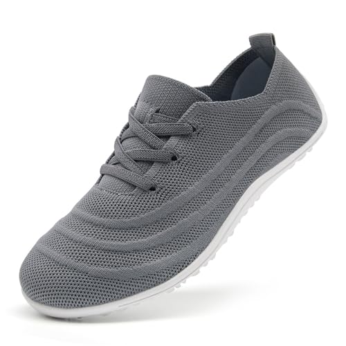 UROMGV Barfußschuhe für Damen Walking und Sportschuhe mit Zero Drop Sohle Laufschuhe lässige Slipper Atmungsaktiv Weich Modische Hausschuhe Hellviolett_B Größe 41 von UROMGV
