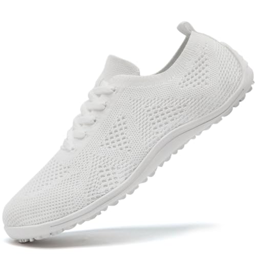 UROMGV Damen Laufschuhe Sportschuhe Barfußschuhe Schuhe lässige Sneaker Weich Turnschuhe Modische Schuhe Damen Weiß Größe 36 von UROMGV