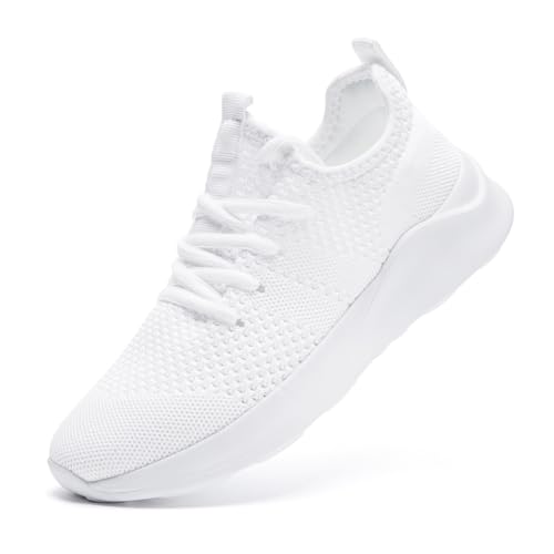 UROMGV Damen Laufschuhe Atmungsaktiv Straßenlaufschuhe Walkingschuhe Outdoor Freizeit Sportschuhe rutschfest Turnschuhe Running Shoes Weiß 42 von UROMGV