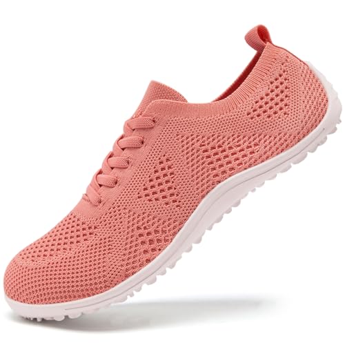 UROMGV Damen Laufschuhe Sportschuhe Barfußschuhe Schuhe lässige Sneaker Weich Turnschuhe Modische Schuhe Damen Rosa Größe 38 von UROMGV