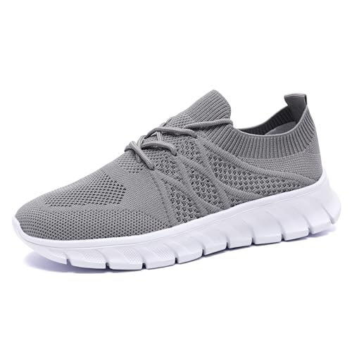 UROMGV Damen Schuhe Laufschuhe Sneaker Turnschuhe Sportschuhe Walkingschuhe Running Tennisschuhe Damen Straßenlaufschuhe Leichtgewichts Atmungsaktiv Freizei Outdoor Gym hellgrau EU 38 von UROMGV