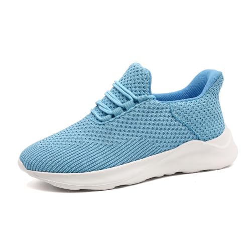 UROMGV Damen Sneaker Reinschlüpfen Wanderschuhe Laufschuhe Tennis Fitness Sportschuhe Leichtgewichtig atmungsaktiv rutschfeste Schuhe Lässig Bequeme Schuhe Hellblau EU 38 von UROMGV