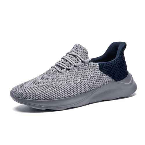 UROMGV Damen Sneaker Reinschlüpfen Wanderschuhe Laufschuhe Tennis Fitness Sportschuhe Leichtgewichtig atmungsaktiv rutschfeste Schuhe Lässig Bequeme Schuhe Hellgrau EU 43 von UROMGV