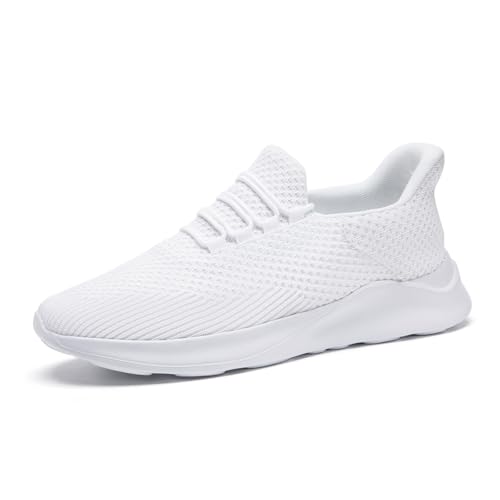 UROMGV Damen Sneaker Reinschlüpfen Wanderschuhe Laufschuhe Tennis Fitness Sportschuhe Leichtgewichtig atmungsaktiv rutschfeste Schuhe Lässig Bequeme Schuhe weiß EU 43 von UROMGV