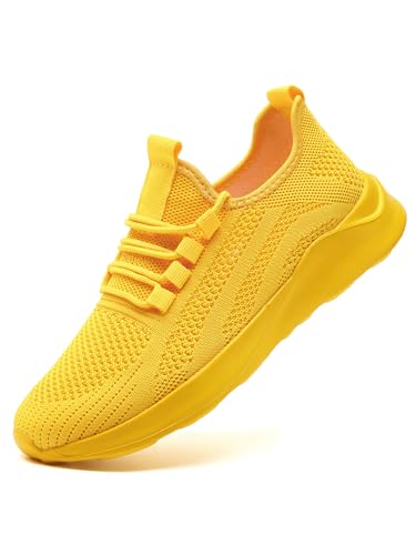 UROMGV Damen Straßenlaufschuhe Atmungsaktiv Laufschuhe Walkingschuhe Outdoor Freizeit Sportschuhe rutschfest Turnschuhe Running Shoes Gelb 37 von UROMGV