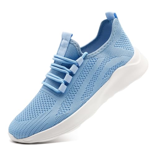 UROMGV Damen Straßenlaufschuhe Atmungsaktiv Laufschuhe Walkingschuhe Outdoor Freizeit Sportschuhe rutschfest Turnschuhe Running Shoes Hellblau 38 von UROMGV
