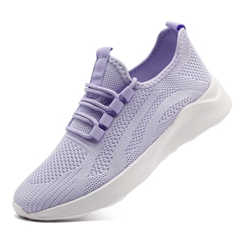 UROMGV Damen Straßenlaufschuhe Atmungsaktiv Laufschuhe Walkingschuhe Outdoor Freizeit Sportschuhe rutschfest Turnschuhe Running Shoes Hellviolett 39 von UROMGV