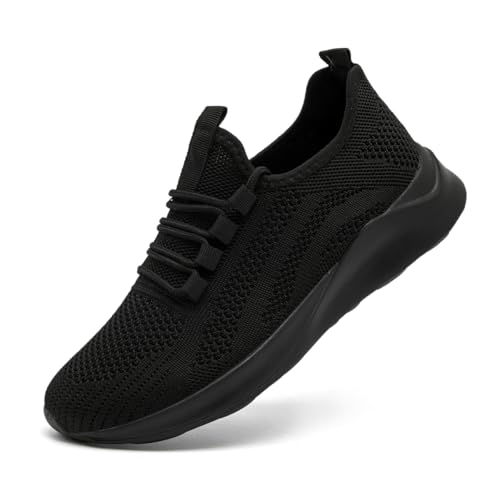 UROMGV Damen Straßenlaufschuhe Atmungsaktiv Laufschuhe Walkingschuhe Outdoor Freizeit Sportschuhe rutschfest Turnschuhe Running Shoes Schwarz 44 von UROMGV