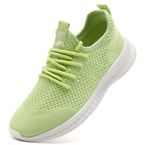 UROMGV Damen Tennisschuhe Straße Laufschuhe Slip On Walking Schuhe Sport Training Schuhe Leichtgewicht Atmungsaktiv Bequeme Freizeitschuhe Mode Outdoor Sportschuhe Fitness Schuhe Fruchtgrün EU 37 von UROMGV