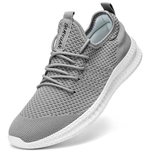 UROMGV Damen Tennisschuhe Straße Laufschuhe Slip On Walking Schuhe Sport Training Schuhe Leichtgewicht Atmungsaktiv Bequeme Freizeitschuhe Mode Outdoor Sportschuhe Fitness Schuhe Hell_Grau EU 41 von UROMGV