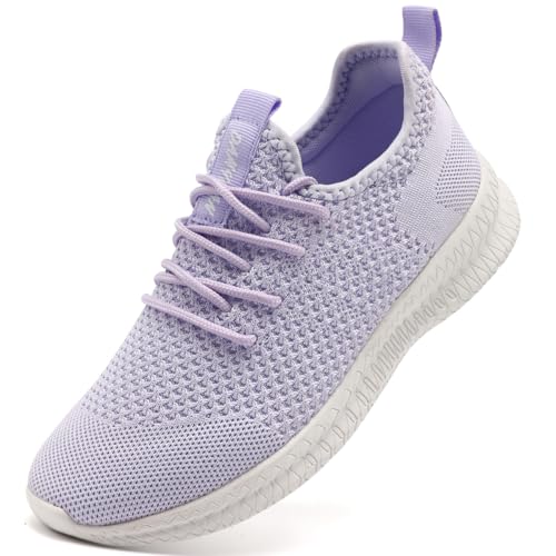 UROMGV Damen Tennisschuhe Straße Laufschuhe Slip On Walking Schuhe Sport Training Schuhe Leichtgewicht Atmungsaktiv Bequeme Freizeitschuhe Mode Outdoor Sportschuhe Fitness Schuhe Hell_violett EU 40 von UROMGV