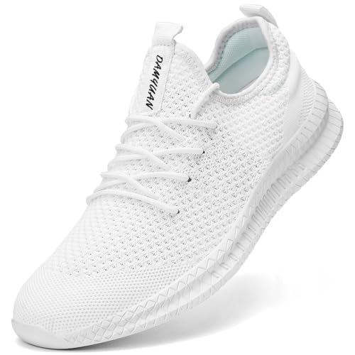 UROMGV Damen Tennisschuhe Straße Laufschuhe Slip On Walking Schuhe Sport Training Schuhe Leichtgewicht Atmungsaktiv Bequeme Freizeitschuhe Mode Outdoor Sportschuhe Fitness Schuhe Weiß EU 39 von UROMGV