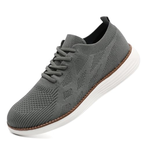 UROMGV Herren Laufschuhe Sportschuhe Turnschuhe Schnürschuh Walkingschuhe Slip On Lässig Flache Schuhe rutschfest AußenschuheInnenbereich Leichte Atmungsaktive Mesh Schuhe Mittelgrau EU 44 von UROMGV