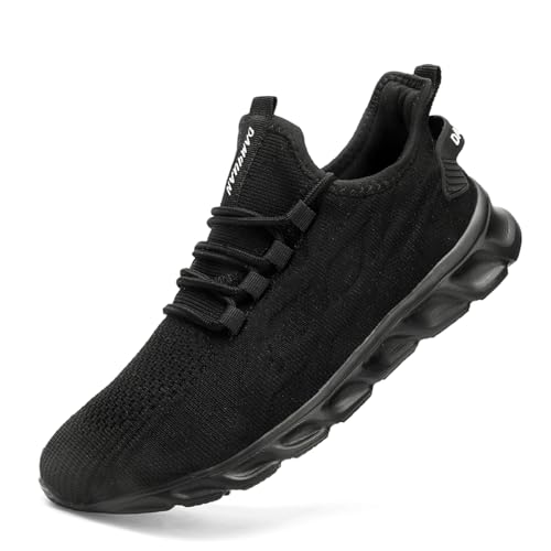 UROMGV Herren Sportschuhe Sneaker Laufschuhe Turnschuhe Herren Tennis Jogging Walkingschuhe Leichtgewichts Atmungsaktiv Freizeit Straßenlaufschuhe Fitness Schuhe Schwarz EU 42 von UROMGV