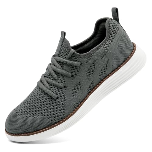 UROMGV Herren Turnschuhe Laufschuhe Slip On Sportschuhe Sneakers Leichte Walkingschuhe Atmungsaktive Straßenlaufschuhe Elastische Sohle Trainingsschuhe Jogging Schuhe Mittel Grau 43 von UROMGV
