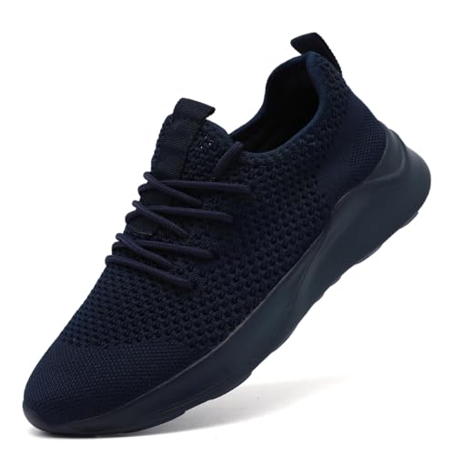 UROMGV Herren Turnschuhe Sportschuhe Slip On Tennisschuhe Wanderschuhe Laufschuhe Straßenlaufschuhe Modische Leichte Atmungsaktive Fitness Gym Joggingschuhe Dunkelblau EU 40 von UROMGV