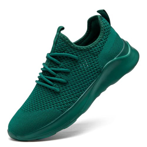 UROMGV Herren Turnschuhe Sportschuhe Slip On Tennisschuhe Wanderschuhe Laufschuhe Straßenlaufschuhe Modische Leichte Atmungsaktive Fitness Gym Joggingschuhe Dunkelgrün EU 42 von UROMGV