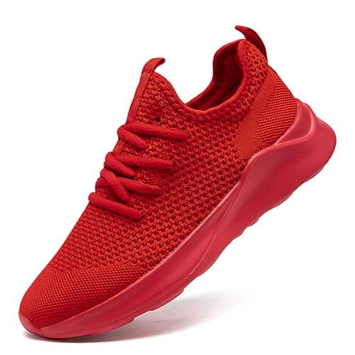 UROMGV Herren Turnschuhe Sportschuhe Slip On Tennisschuhe Wanderschuhe Laufschuhe Straßenlaufschuhe Modische Leichte Atmungsaktive Fitness Gym Joggingschuhe Rot EU 40 von UROMGV