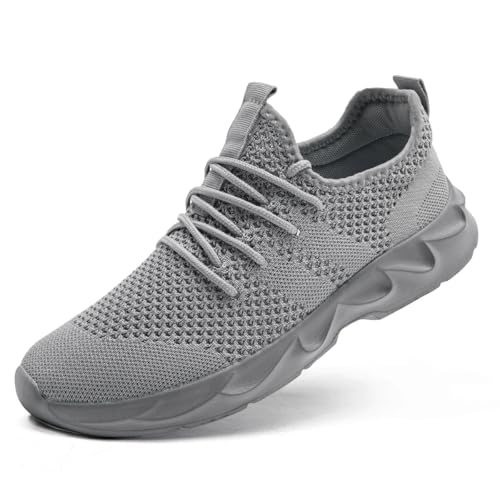 UROMGV Laufschuhe Damen Schuhe Sneaker Sportschuhe Tennisschuhe Leichte rutschfest Turnschuhe Walkingschuhe Hellgrau 39 von UROMGV