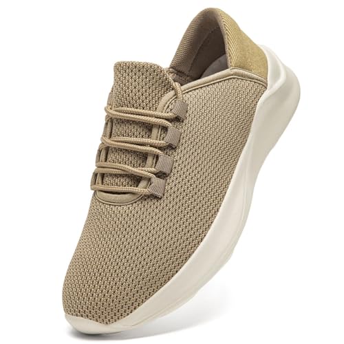 UROMGV Laufschuhe für Herren Bequeme Sportschuhe Straßenlaufschuhe Wanderschuhe Leichte atmungsaktive Slip On Joggingschuhe für Herren Braun 41 von UROMGV