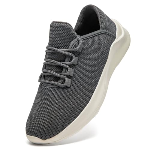 UROMGV Laufschuhe für Herren Bequeme Sportschuhe Straßenlaufschuhe Wanderschuhe Leichte atmungsaktive Slip On Joggingschuhe für Herren Dunkelgrau 44 von UROMGV