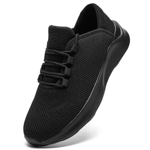 UROMGV Laufschuhe für Herren Bequeme Sportschuhe Straßenlaufschuhe Wanderschuhe Leichte atmungsaktive Slip On Joggingschuhe für Herren Schwarz 41 von UROMGV