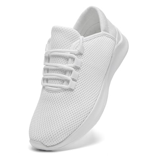 UROMGV Laufschuhe für Herren Bequeme Sportschuhe Straßenlaufschuhe Wanderschuhe Leichte atmungsaktive Slip On Joggingschuhe für Herren Weiß 45 von UROMGV