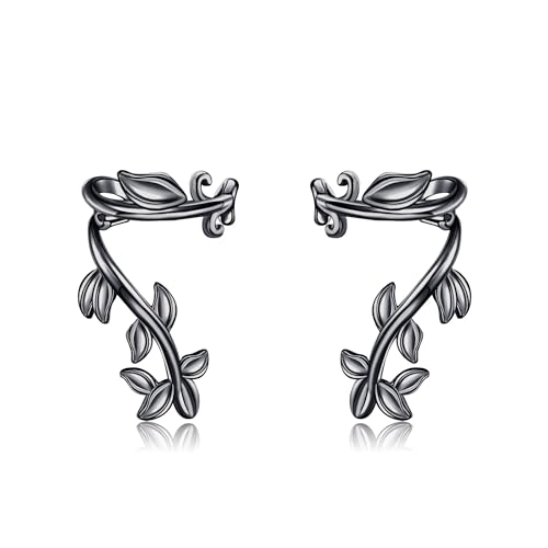 Blatt Ohr Manschette Ohrringe Sterling Silber Schwarz Blatt Manschette Ohrringe Non Piercing Clip auf Knorpel Schmuck Geschenke für Frauen von URONE