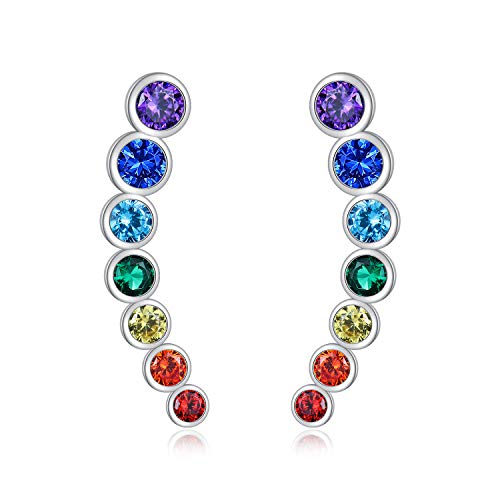 Chakra Ohrkletterer Sterlingsilber 7 Chakra Ohrkriecher Zirkon Ohrstulpe Ohrringe Schmuck Geschenke für Frauen Mama Frau von URONE